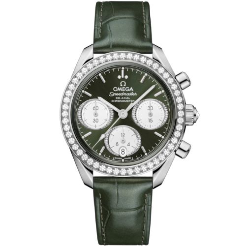 Omega Speedmaster Date 38 Stainless Steel - Diamond / Green / Bracelet